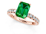 Rose gold Emerald Cut Cut Diamond Pavé Band with Four-Prong Setting_1