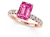 Rose gold Emerald Cut Cut Diamond Pavé Band with Four-Prong Setting_1