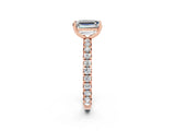 Rose gold Emerald Cut Cut Diamond Pavé Band with Four-Prong Setting_2