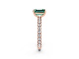 Rose gold Emerald Cut Cut Diamond Pavé Band with Four-Prong Setting_2