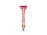 Rose gold Emerald Cut Cut Diamond Pavé Band with Four-Prong Setting_2