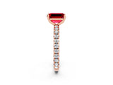 Rose gold Emerald Cut Cut Diamond Pavé Band with Four-Prong Setting_2