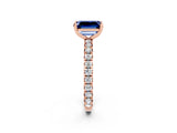 Rose gold Emerald Cut Cut Diamond Pavé Band with Four-Prong Setting_2