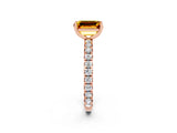 Rose gold Emerald Cut Cut Diamond Pavé Band with Four-Prong Setting_2