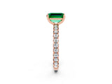 Rose gold Emerald Cut Cut Diamond Pavé Band with Four-Prong Setting_2