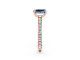 Rose gold Emerald Cut Cut Diamond Pavé Band with Four-Prong Setting_2