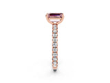 Rose gold Emerald Cut Cut Diamond Pavé Band with Four-Prong Setting_2