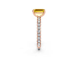 Rose gold Emerald Cut Cut Diamond Pavé Band with Four-Prong Setting_2