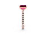 Rose gold Emerald Cut Cut Diamond Pavé Band with Four-Prong Setting_2