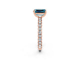Rose gold Emerald Cut Cut Diamond Pavé Band with Four-Prong Setting_2
