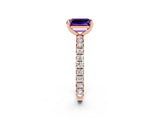 Rose gold Emerald Cut Cut Diamond Pavé Band with Four-Prong Setting_2