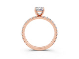 Rose gold Emerald Cut Cut Diamond Pavé Band with Four-Prong Setting_3