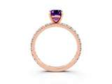 Rose gold Emerald Cut Cut Diamond Pavé Band with Four-Prong Setting_3