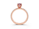 Rose gold Emerald Cut Cut Diamond Pavé Band with Four-Prong Setting_3