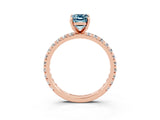 Rose gold Emerald Cut Cut Diamond Pavé Band with Four-Prong Setting_3