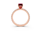 Rose gold Emerald Cut Cut Diamond Pavé Band with Four-Prong Setting_3