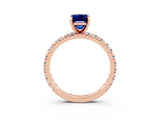 Rose gold Emerald Cut Cut Diamond Pavé Band with Four-Prong Setting_3