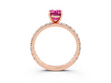 Rose gold Emerald Cut Cut Diamond Pavé Band with Four-Prong Setting_3