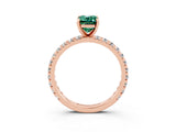 Rose gold Emerald Cut Cut Diamond Pavé Band with Four-Prong Setting_3