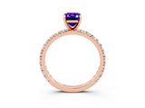 Rose gold Emerald Cut Cut Diamond Pavé Band with Four-Prong Setting_3