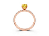 Rose gold Emerald Cut Cut Diamond Pavé Band with Four-Prong Setting_3