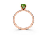 Rose gold Emerald Cut Cut Diamond Pavé Band with Four-Prong Setting_3