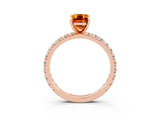 Rose gold Emerald Cut Cut Diamond Pavé Band with Four-Prong Setting_3