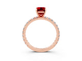 Rose gold Emerald Cut Cut Diamond Pavé Band with Four-Prong Setting_3