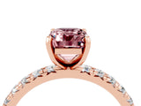 Rose gold Emerald Cut Cut Diamond Pavé Band with Four-Prong Setting_4