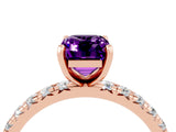 Rose gold Emerald Cut Cut Diamond Pavé Band with Four-Prong Setting_4