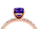 Rose gold Emerald Cut Cut Diamond Pavé Band with Four-Prong Setting_4