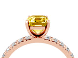 Rose gold Emerald Cut Cut Diamond Pavé Band with Four-Prong Setting_4