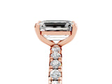Rose gold Emerald Cut Cut Diamond Pavé Band with Four-Prong Setting_5