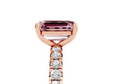 Rose gold Emerald Cut Cut Diamond Pavé Band with Four-Prong Setting_5