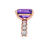Rose gold Emerald Cut Cut Diamond Pavé Band with Four-Prong Setting_5