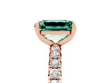 Rose gold Emerald Cut Cut Diamond Pavé Band with Four-Prong Setting_5