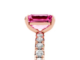 Rose gold Emerald Cut Cut Diamond Pavé Band with Four-Prong Setting_5