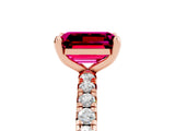 Rose gold Emerald Cut Cut Diamond Pavé Band with Four-Prong Setting_5