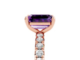 Rose gold Emerald Cut Cut Diamond Pavé Band with Four-Prong Setting_5