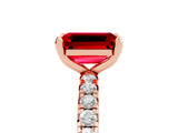 Rose gold Emerald Cut Cut Diamond Pavé Band with Four-Prong Setting_5