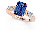 Rose gold Emerald Cut Cut Diamond Ring with Tapered Baguette Side Stones in Four-Prong Setting_1