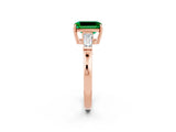 Rose gold Emerald Cut Cut Diamond Ring with Tapered Baguette Side Stones in Four-Prong Setting_2