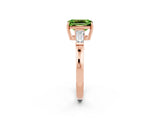Rose gold Emerald Cut Cut Diamond Ring with Tapered Baguette Side Stones in Four-Prong Setting_2