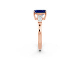 Rose gold Emerald Cut Cut Diamond Ring with Tapered Baguette Side Stones in Four-Prong Setting_2
