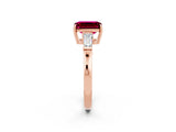 Rose gold Emerald Cut Cut Diamond Ring with Tapered Baguette Side Stones in Four-Prong Setting_2