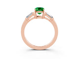 Rose gold Emerald Cut Cut Diamond Ring with Tapered Baguette Side Stones in Four-Prong Setting_3