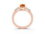 Rose gold Emerald Cut Cut Diamond Ring with Tapered Baguette Side Stones in Four-Prong Setting_3