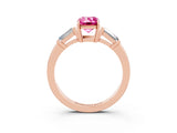 Rose gold Emerald Cut Cut Diamond Ring with Tapered Baguette Side Stones in Four-Prong Setting_3