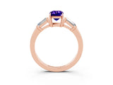 Rose gold Emerald Cut Cut Diamond Ring with Tapered Baguette Side Stones in Four-Prong Setting_3