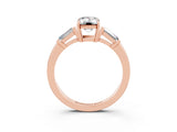 Rose gold Emerald Cut Cut Diamond Ring with Tapered Baguette Side Stones in Four-Prong Setting_3